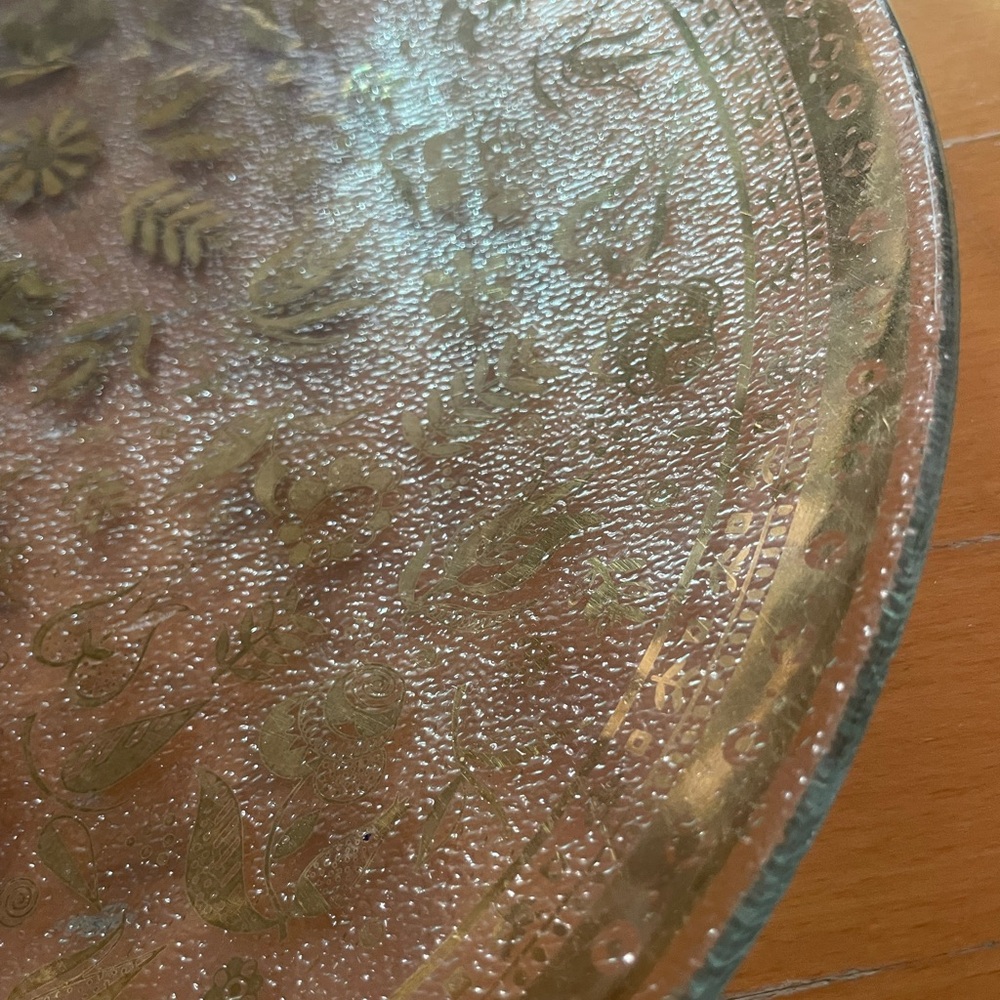 Elegant Gold and Clear Glass Tea Plate